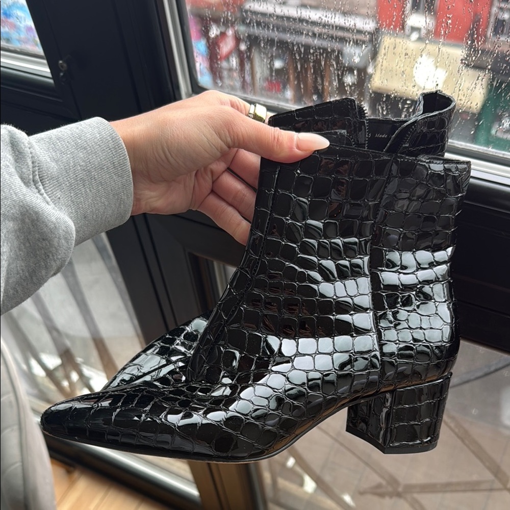Black Croc-Embossed Dolce Vita Ankle Boots
